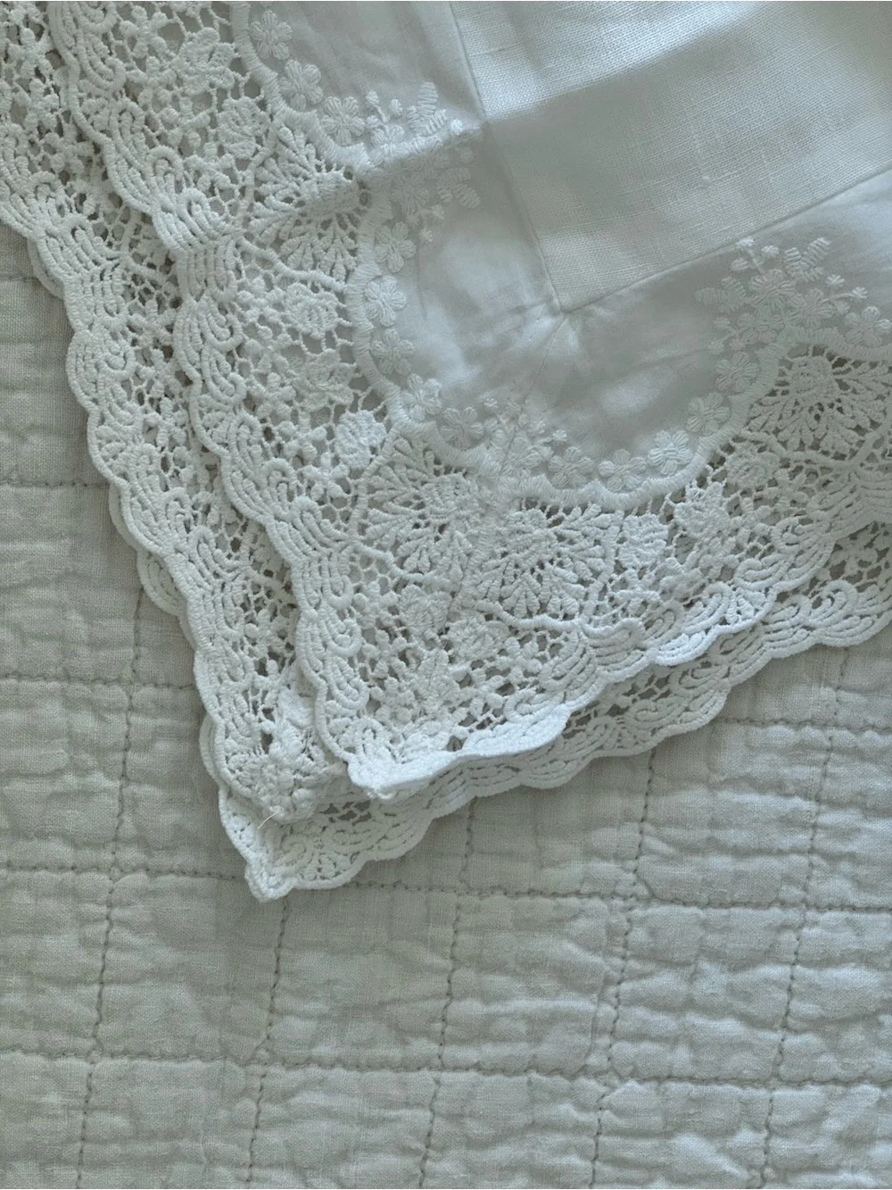 Pottery Barn x LoveShackFancy White Linen Shams (2) with  Lace Trim (Brand New!)